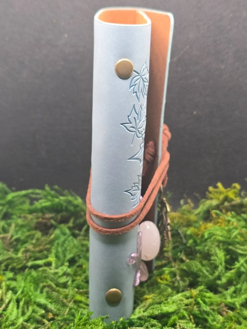 Blue Faux Leather Crystal Journal | Rose Quartz Amethyst Quartz